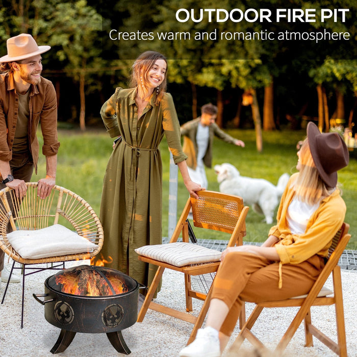 Outdoor Fire Pit - Charcoal/Wood Burner, Screen, Bronze Tone