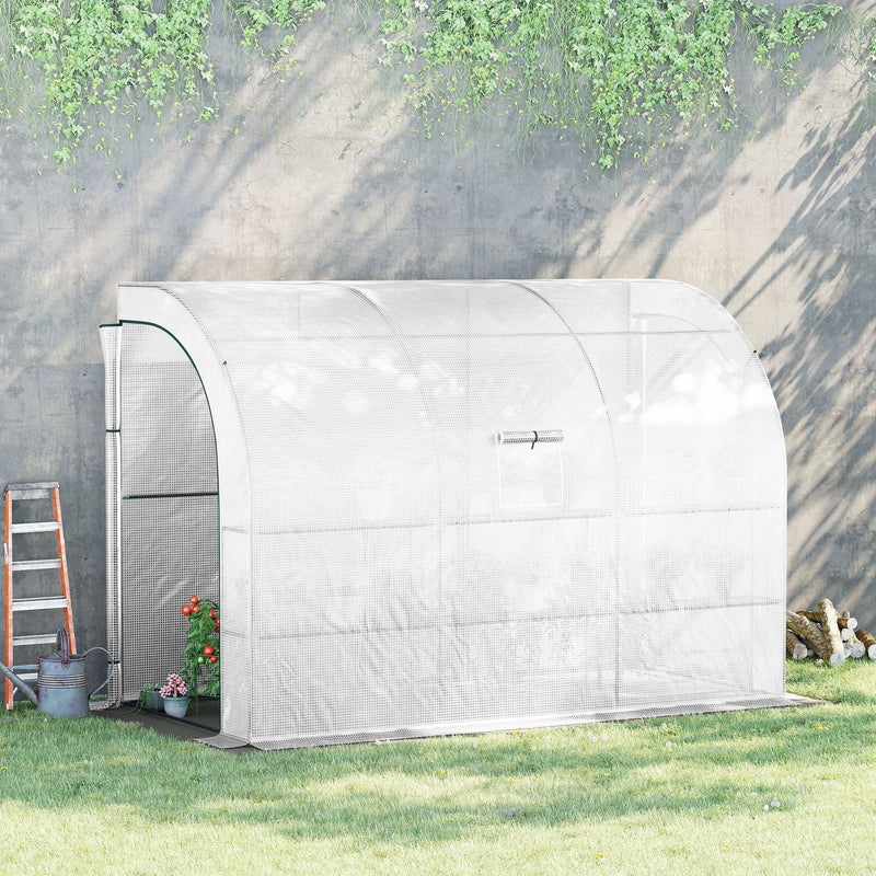 Lean to Greenhouse, 2 Tiers, Walk-In, 300 x 150 x 215cm