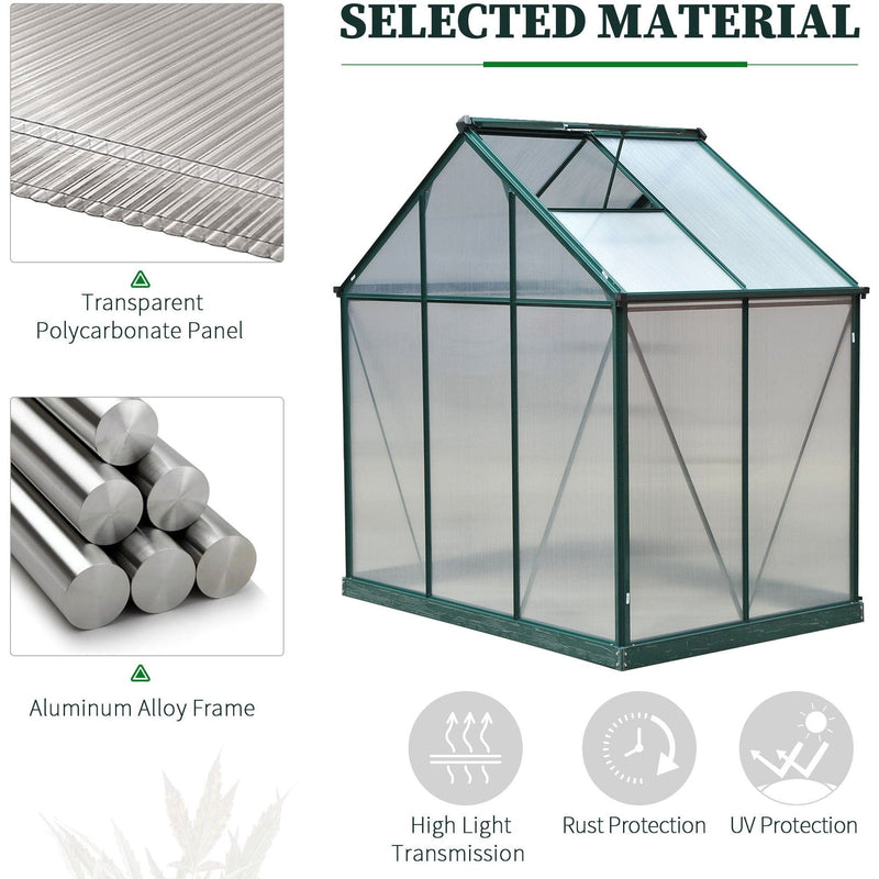 Polycarbonate Greenhouse, Walk In, Galvanised Frame, Clear