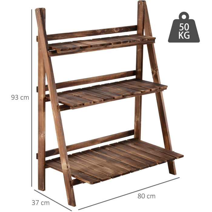 3 Tier Folding Wooden Garden Planter Display Stand