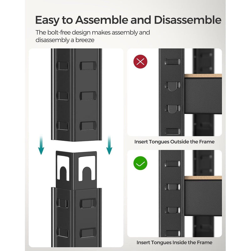 Metal Shelves For Garage 75x30x150cm Black by Songmics