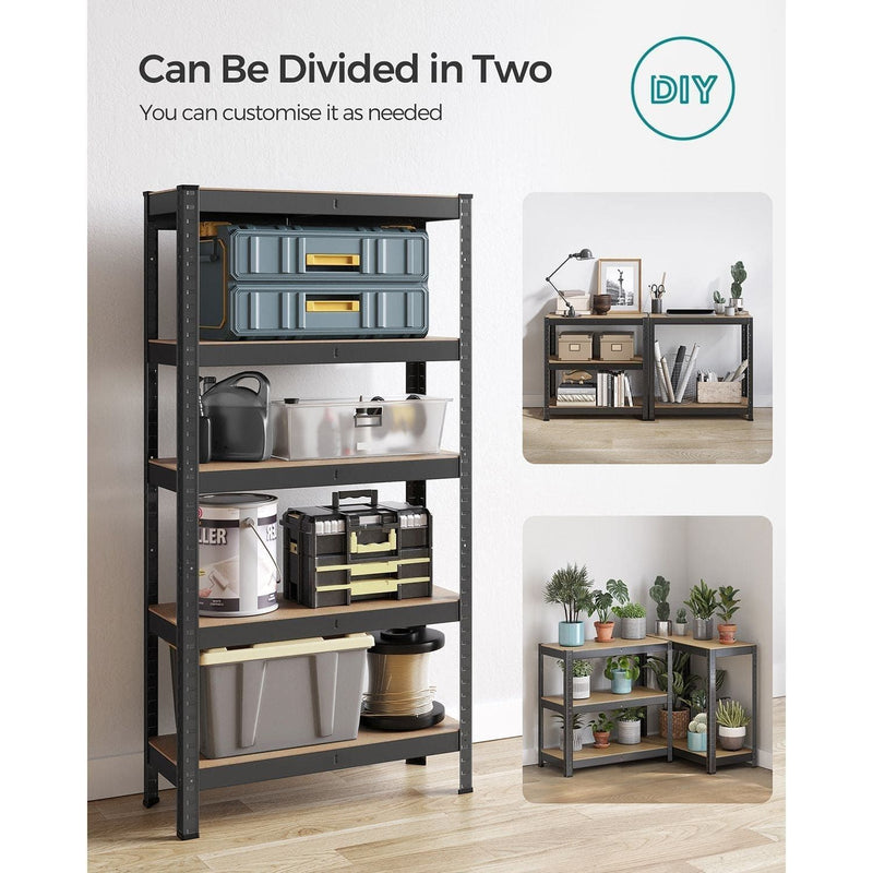 Metal Shelves For Garage 75x30x150cm Black by Songmics