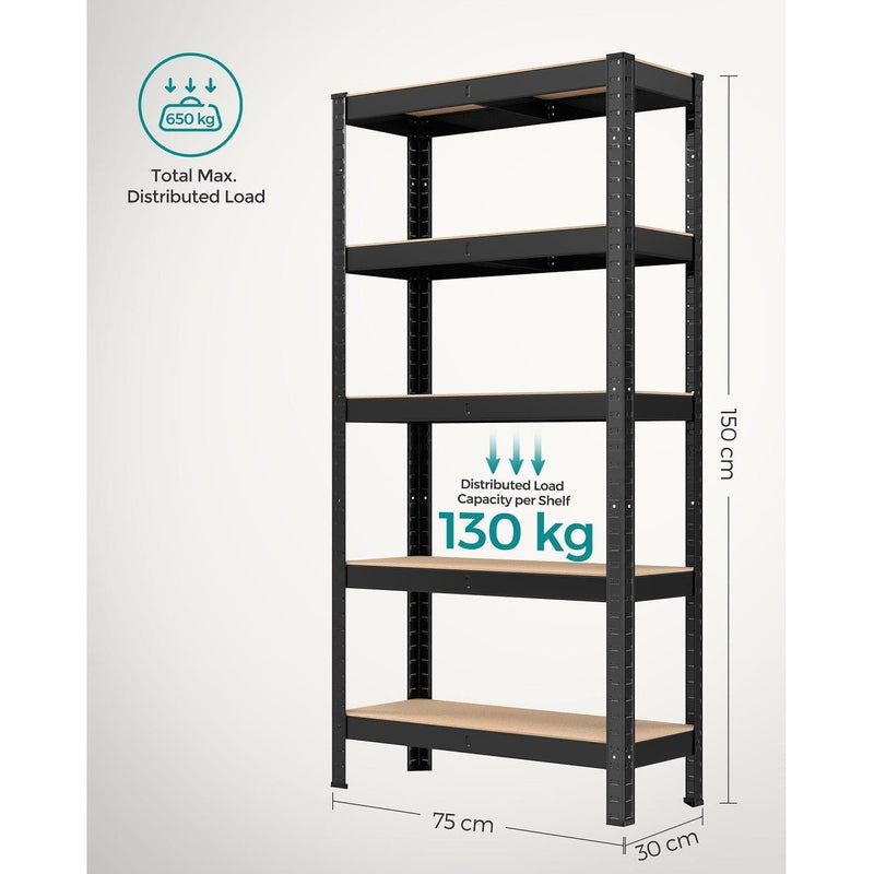 Metal Shelves For Garage 75x30x150cm Black by Songmics