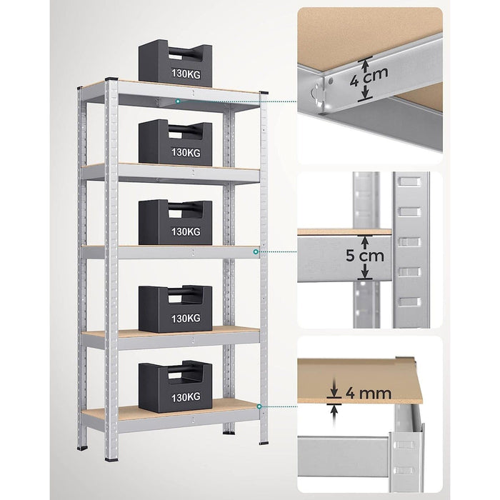2 Pack Metal Shelves For Shed Garage, 75x30x150cm