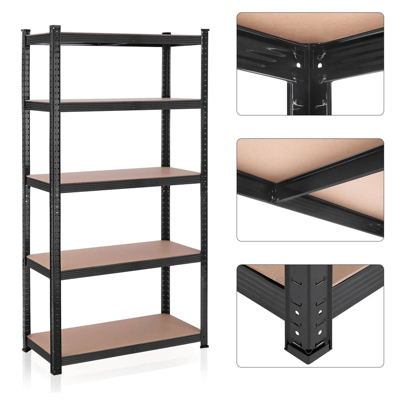 Black Shed Storage Shelves 90x40x180cm by Songmics