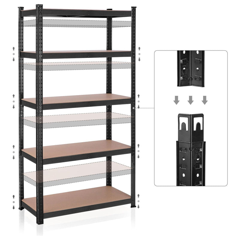 Black Shed Storage Shelves 90x40x180cm by Songmics