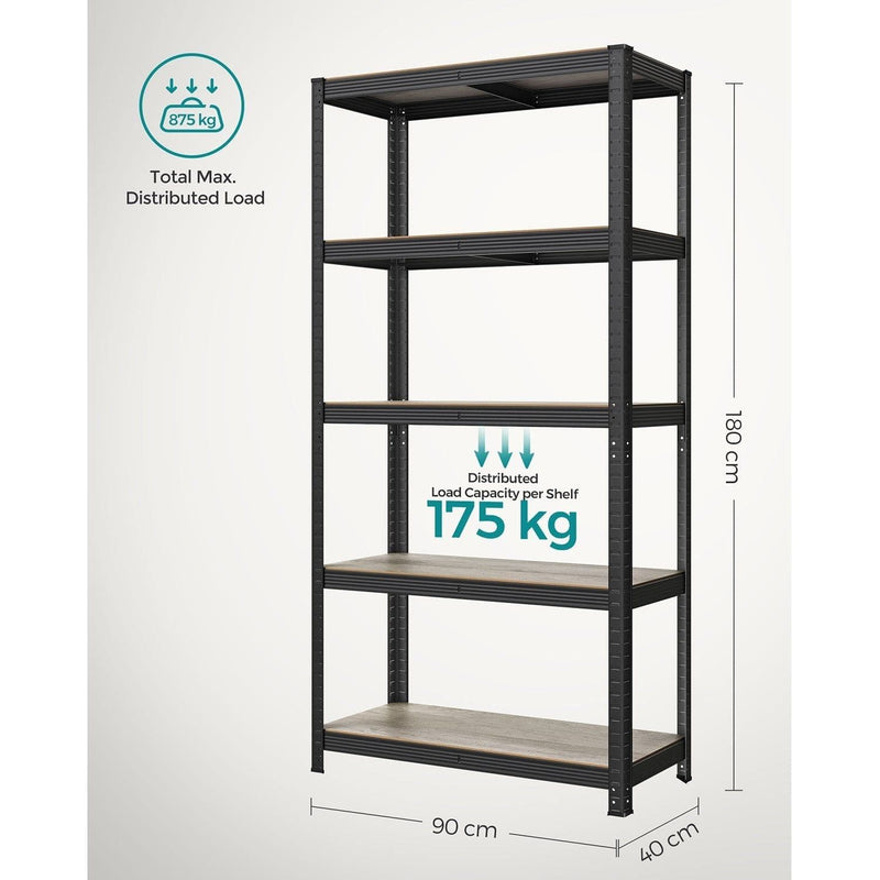 Metal Shelves For Garage 90x40x180cm Black by Songmics
