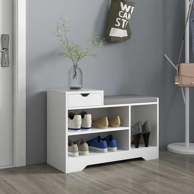HOMCOM White Hallway Bench With Storage