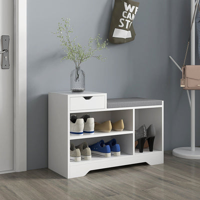HOMCOM White Hallway Bench With Storage Homcom