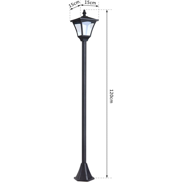 Solar Powered Garden Lamp Post - 1.2M - Black