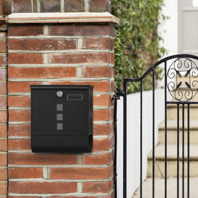 Post Box For House With Lock, Black SONGMICS