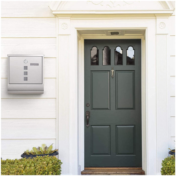 Silver Lockable Wall Mounted Letterbox