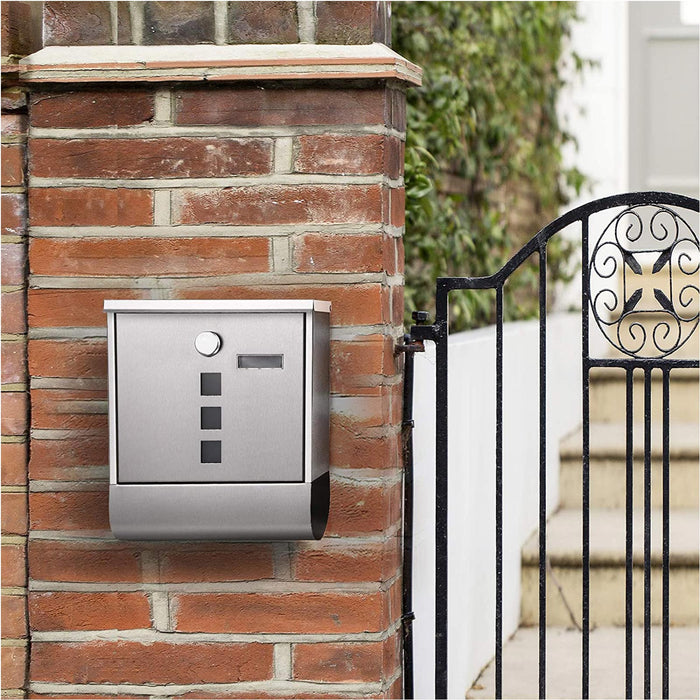 Silver Lockable Wall Mounted Letterbox