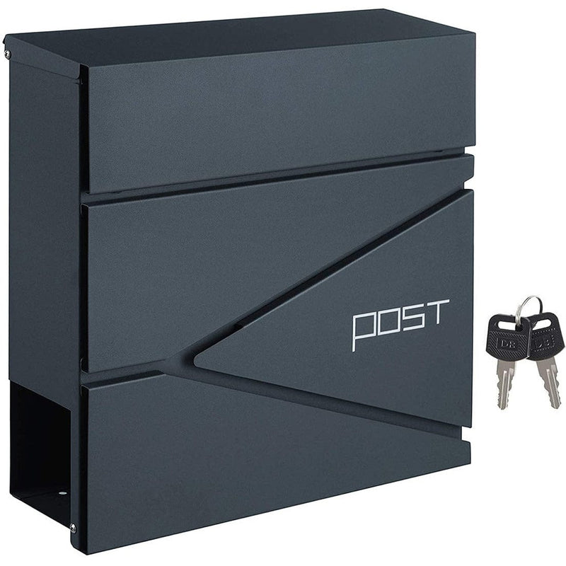 Grey Lockable Wall Mounted Post Box by Songmics