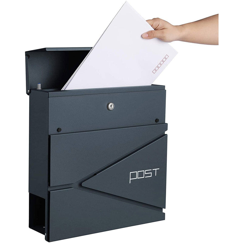 Grey Lockable Wall Mounted Post Box by Songmics