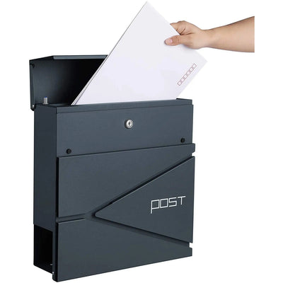 Grey Lockable Wall Mounted Post Box by Songmics SONGMICS