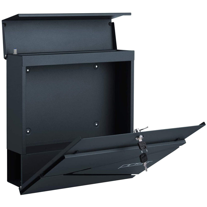 Grey Lockable Wall Mounted Post Box by Songmics