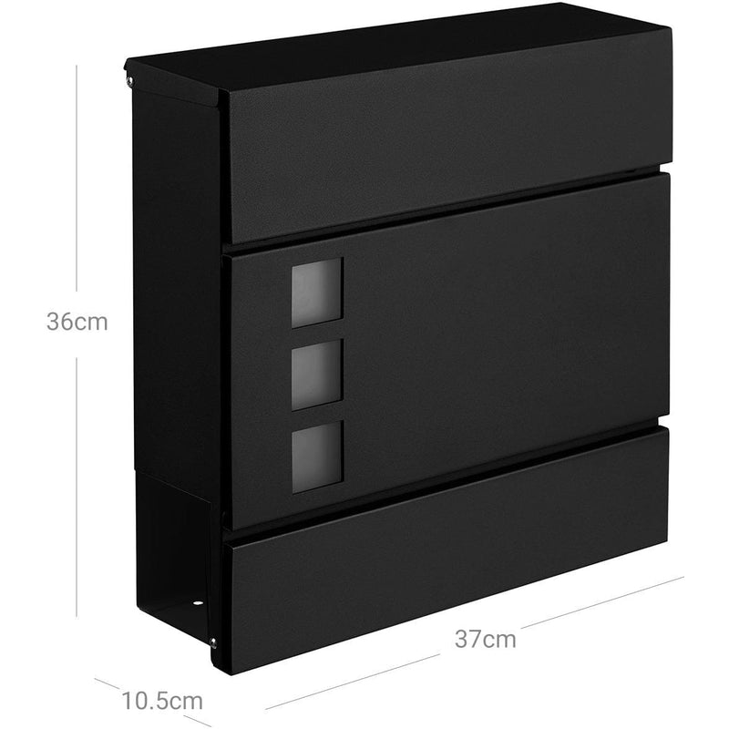 Black Contemporary Wall Mounted Post Box by Songmics
