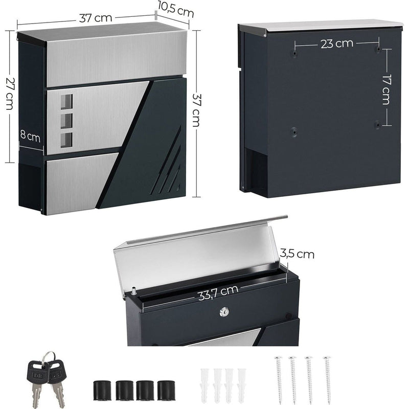 Large Lockable Wall Mounted Letter Box by Songmics
