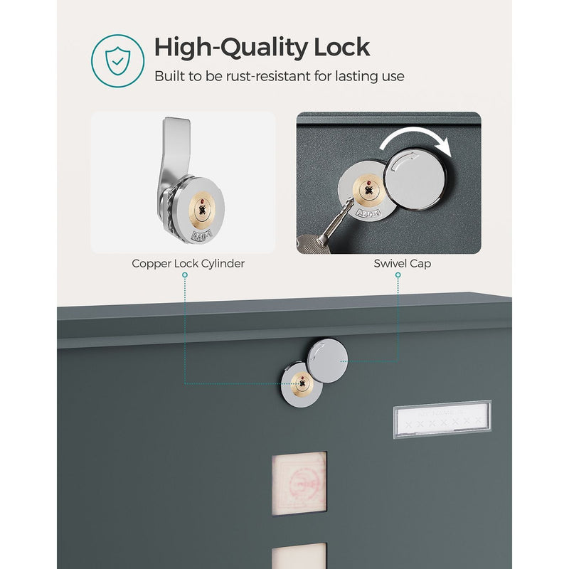 Mailbox With Lock and Newspaper Holder by Songmics