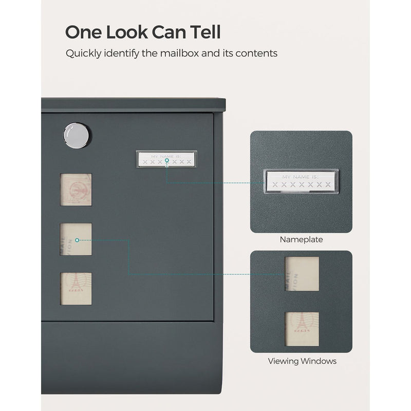 Mailbox With Lock and Newspaper Holder by Songmics