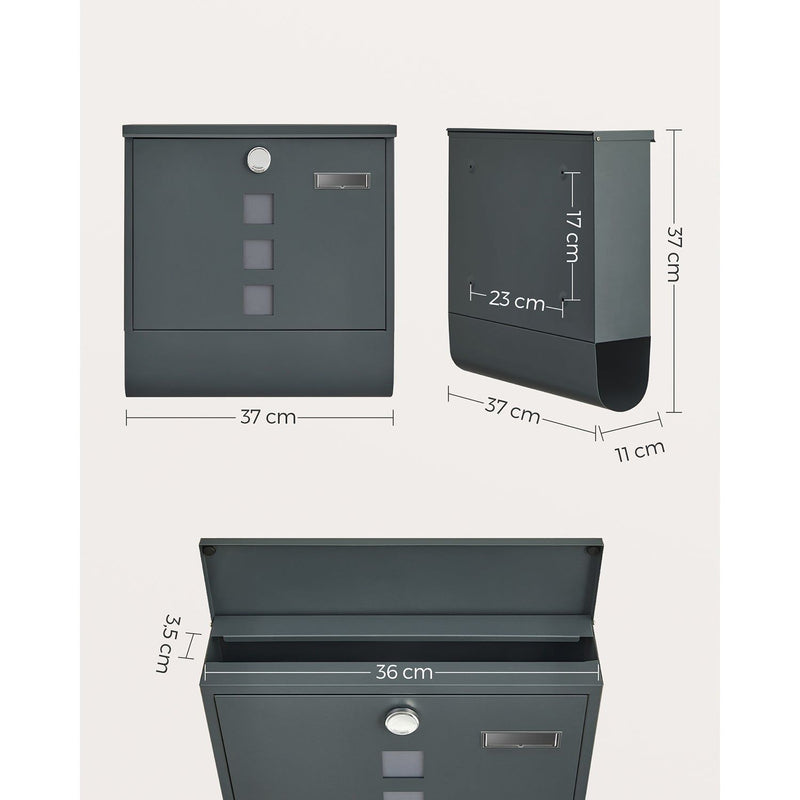 Mailbox With Lock and Newspaper Holder by Songmics