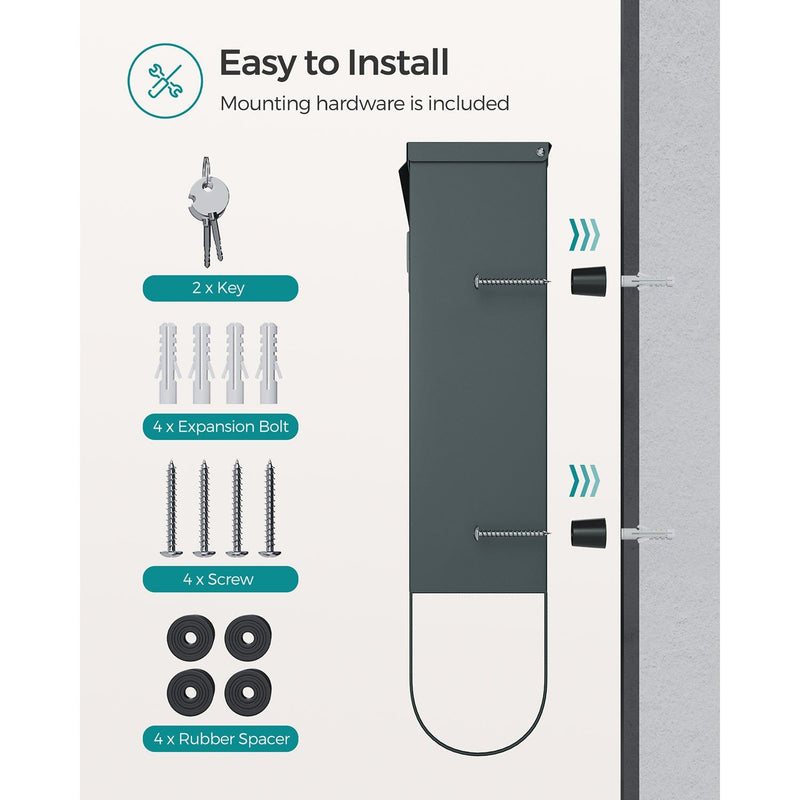 Mailbox With Lock and Newspaper Holder by Songmics