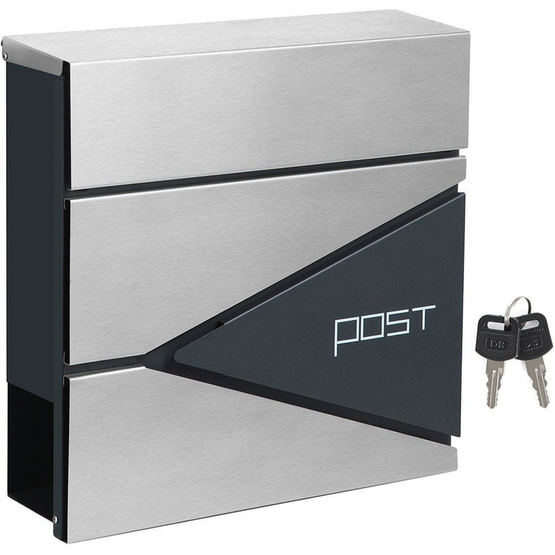 Wall Mounted Mailbox Grey & Silver by Songmics