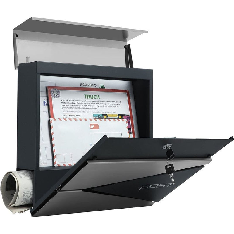 Wall Mounted Mailbox Grey & Silver by Songmics