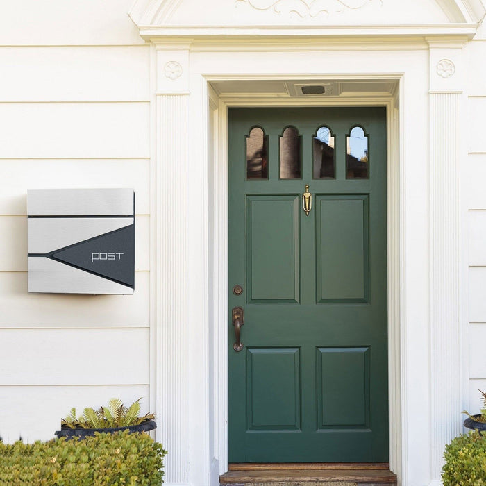 Wall Mounted Letter Box, Grey & Silver