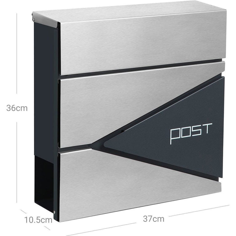 Wall Mounted Mailbox Grey & Silver by Songmics