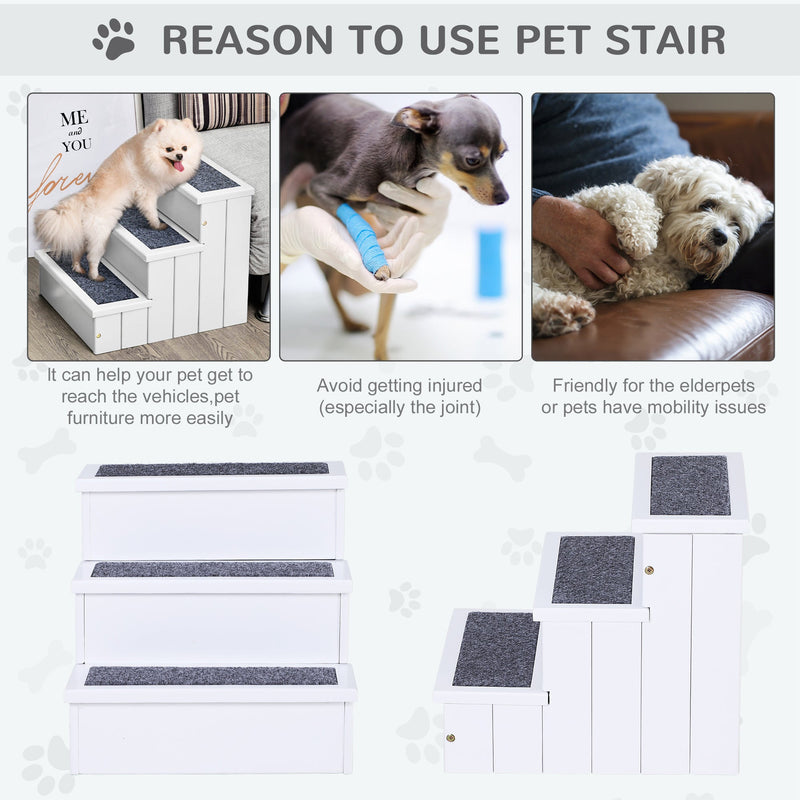 3-Step Carpeted Pet Ramp, White