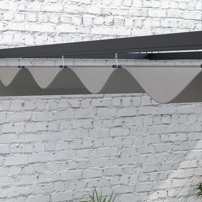 3x4m Wall Mounted Pergola With Retractable Roof, Grey