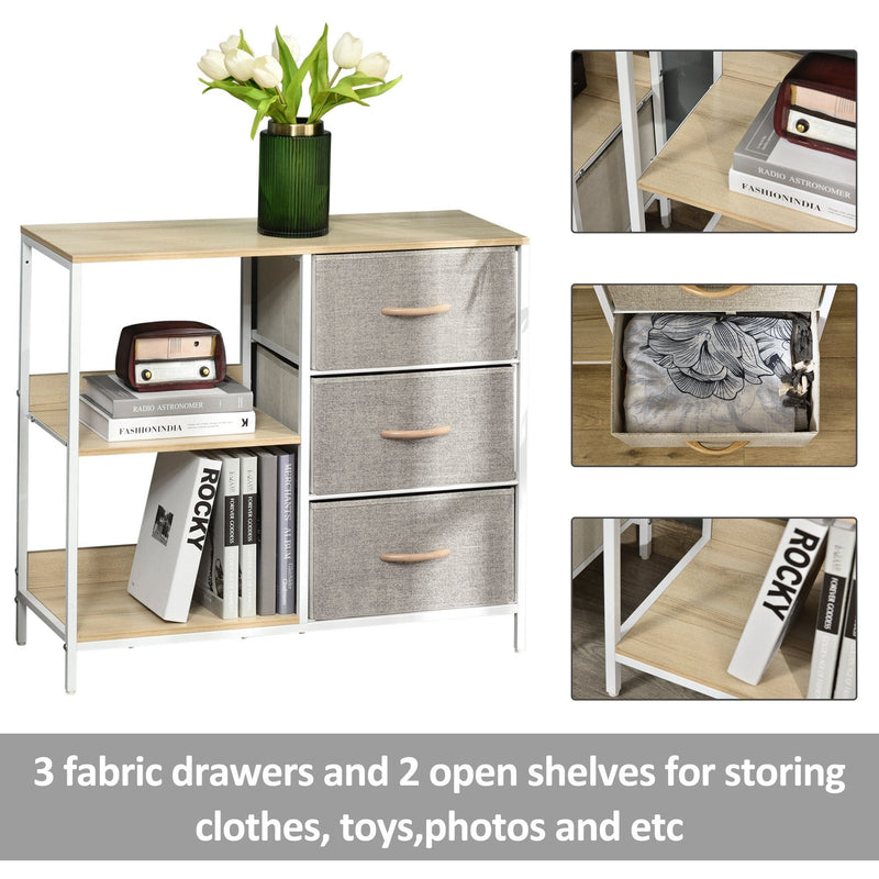 Beige 3 Drawer Dresser With 2 Shelves