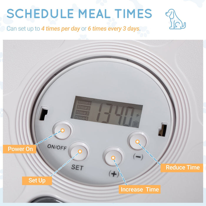 6 Meal Automatic Pet Feeder With Digital Timer, LED Display