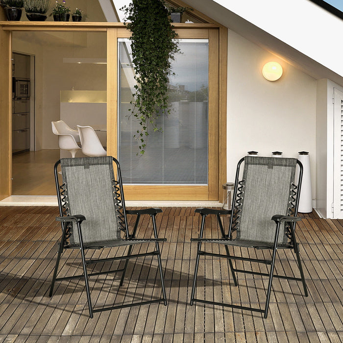 Set of 2 Folding Garden Chairs With Arms, Grey