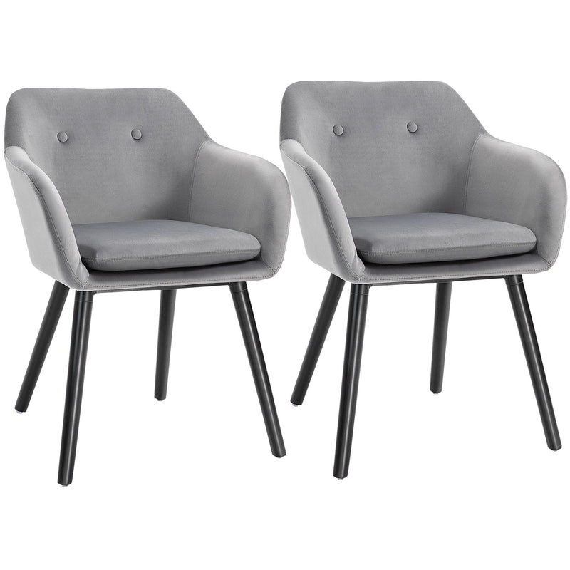 Grey Velvet Dining Chairs, Set of 2