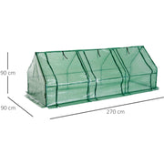 Small Tunnel Greenhouse Green 3 Zippered Doors