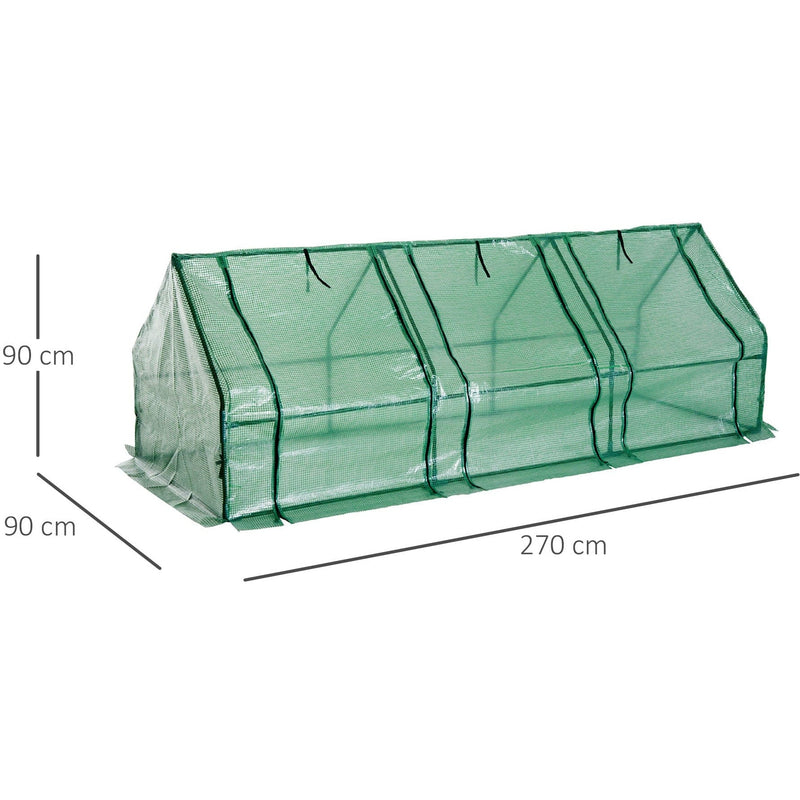 Small Tunnel Greenhouse Green 3 Zippered Doors