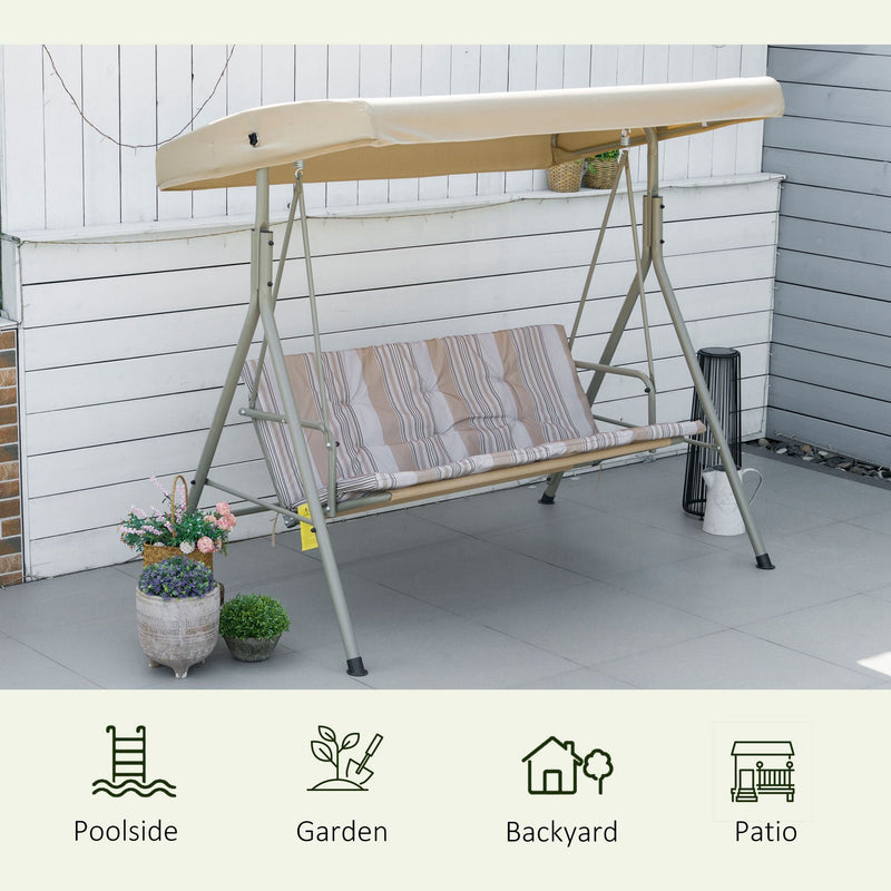 3 Seat Garden Swing Chair With Canopy Outsunny
