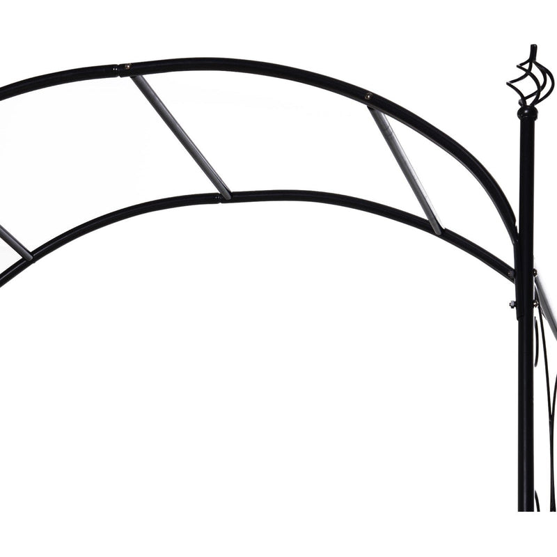 Metal Garden Arch with Gate, Climbing Plant Support, Black Outsunny