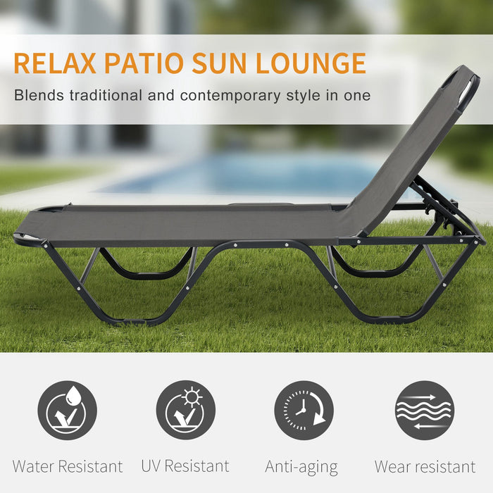 Sun Lounger Relaxer, 5-Position Backrest, Lightweight