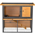 Deluxe Raised Rabbit Hutch with Slide-Out Tray Pawhut