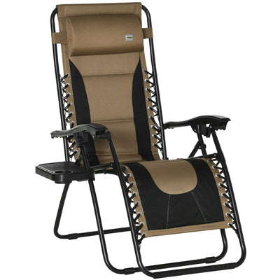 Zero Gravity Chair With Cup Holder and Pillow Outsunny