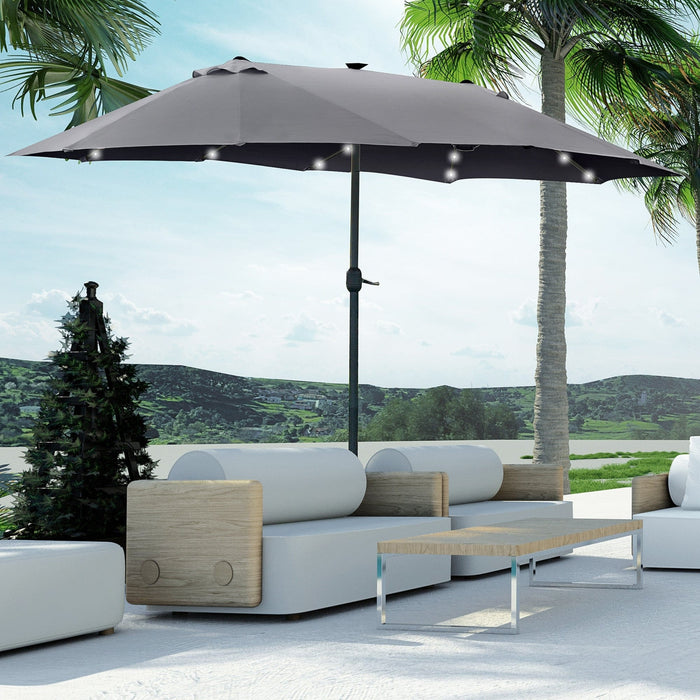 4.4m Double Sided LED Garden Parasol - Patio Sun Shade
