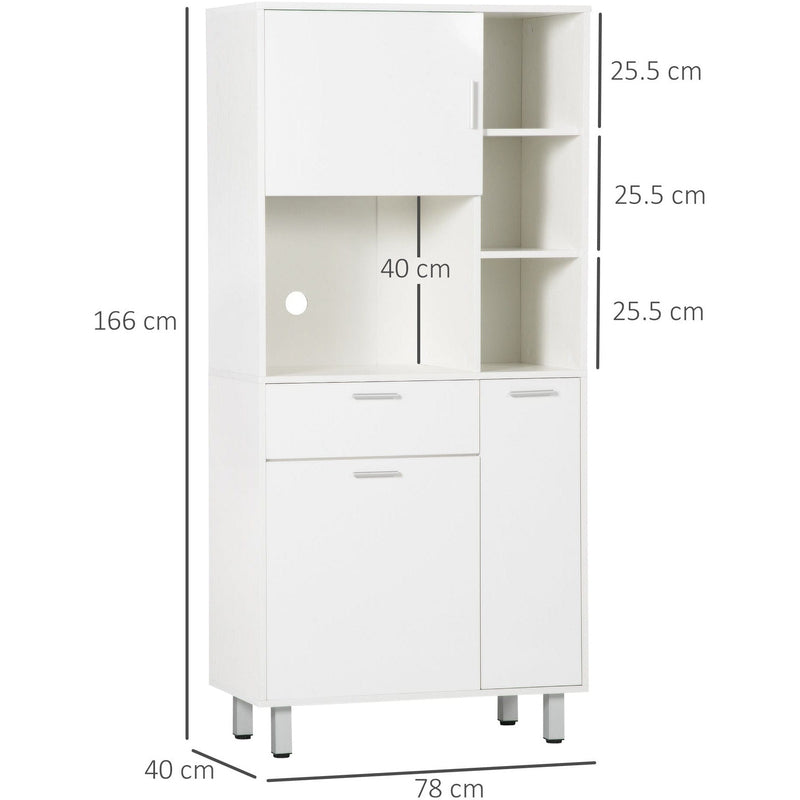 Modern Kitchen Cupboard, Shelves, Drawer, 166cm