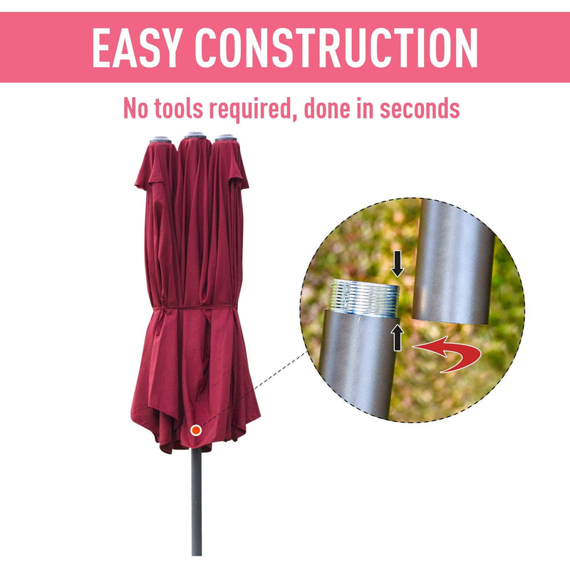 4.6m Double Sided Parasol With Crank Handle, Cross Base