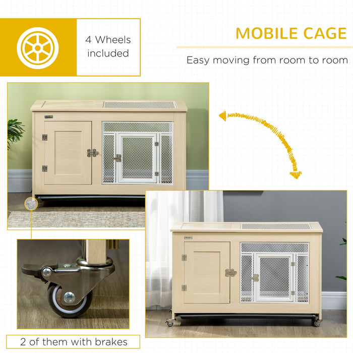 Indoor Rabbit Hutch with Wheels & Opening Roof