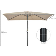 3x2m Stylish Garden Parasol Rectangular - Khaki Outsunny