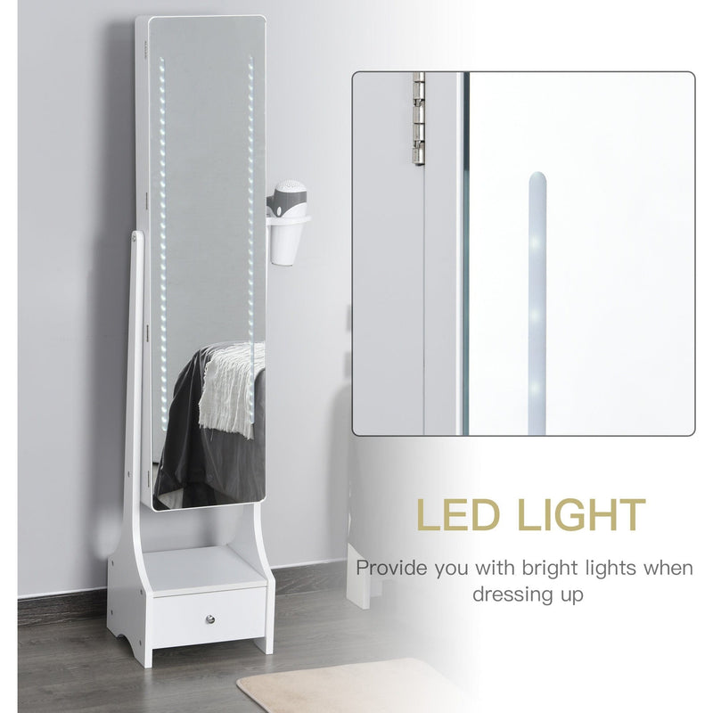 Freestanding Jewellery Cabinet With Lights, White